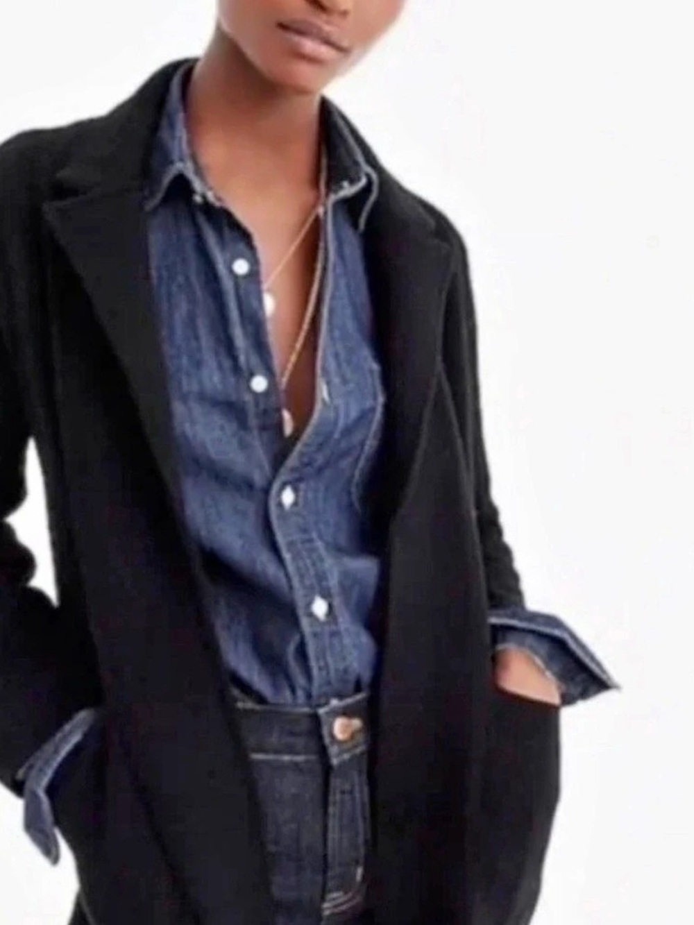 J.CREW Sophie Open-Front Sweater-Blazer Black Medium Merino Wool